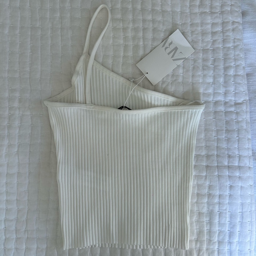 Zara Ribbed Asymmetrical Top - Picture 2 of 3